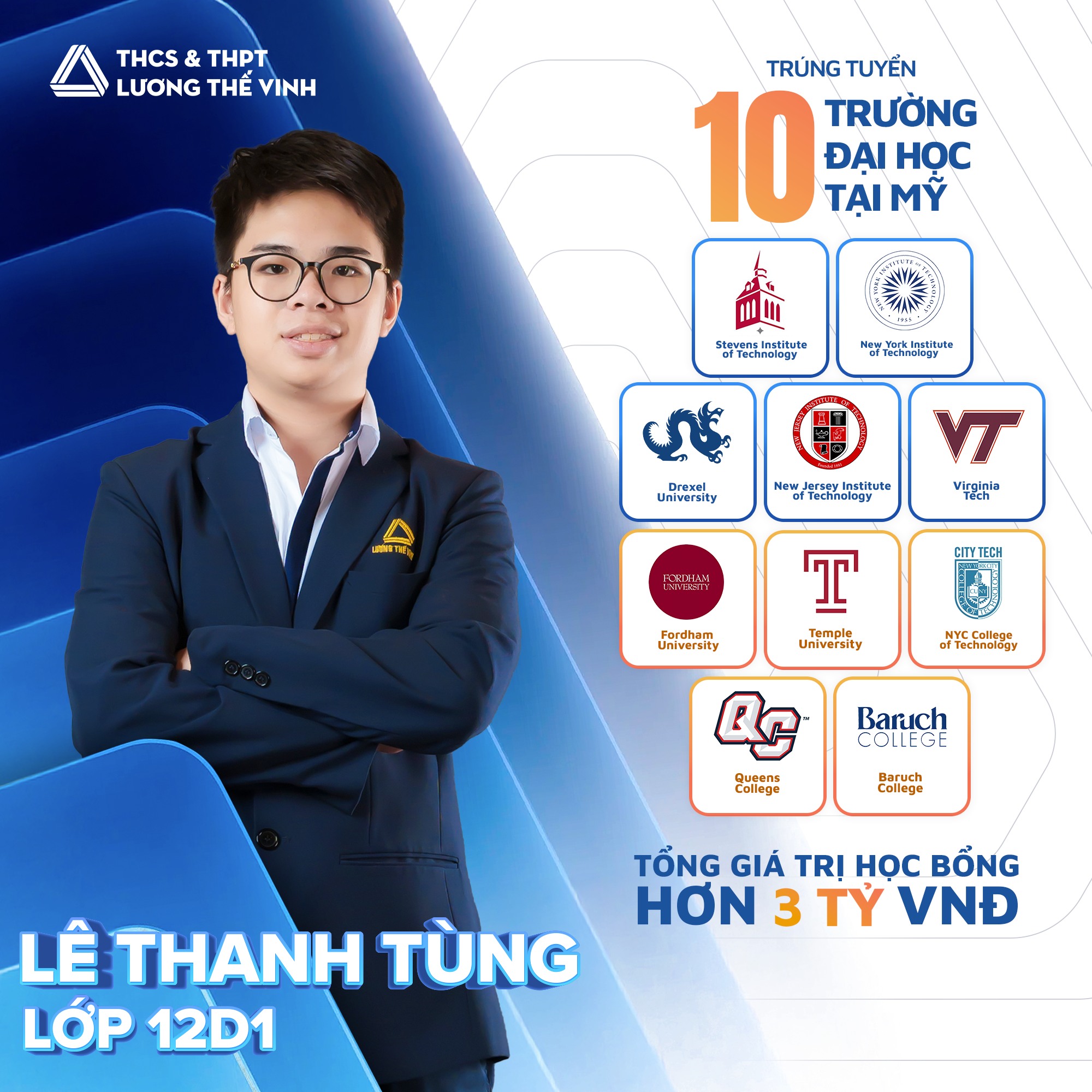 Nam sinh trúng tuyển 10 trường đại học tại Mỹ